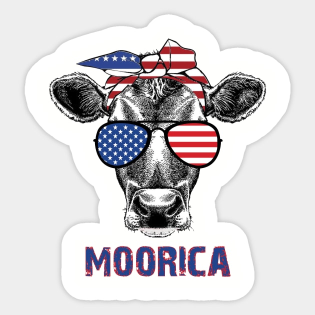 Patriotic Cow with Bandana Sticker by CoApparel